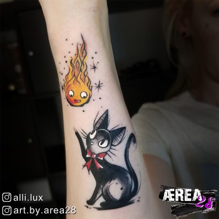 Ghibli Tattoo - Calzifer & Kiki by Älli Lux 1
