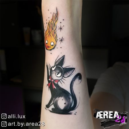 Ghibli Tattoo - Calzifer & Kiki by Älli Lux 2